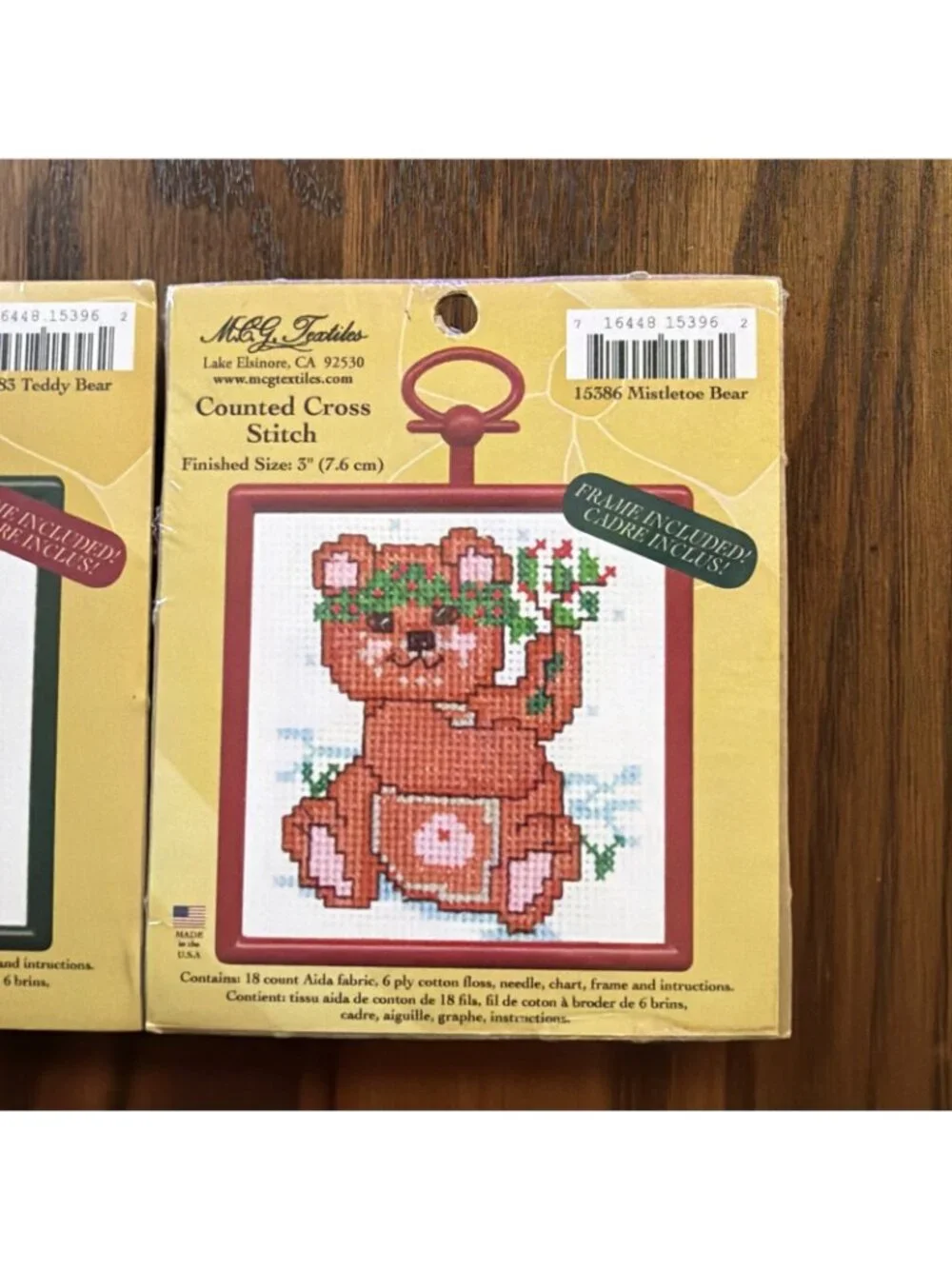 3 MCG Textiles Counted‎ Cross Stitch Kits: Bear& Teddy, Teddy  & Mistletoe Bears